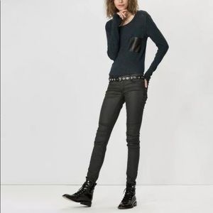Maje Coated Black Skinny Jeans